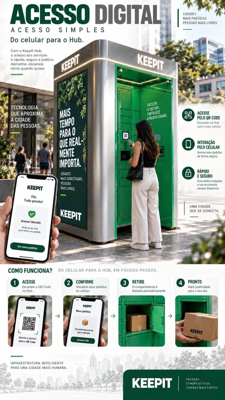Acesso digital via aplicativo e QR Code no Hub KeepIt