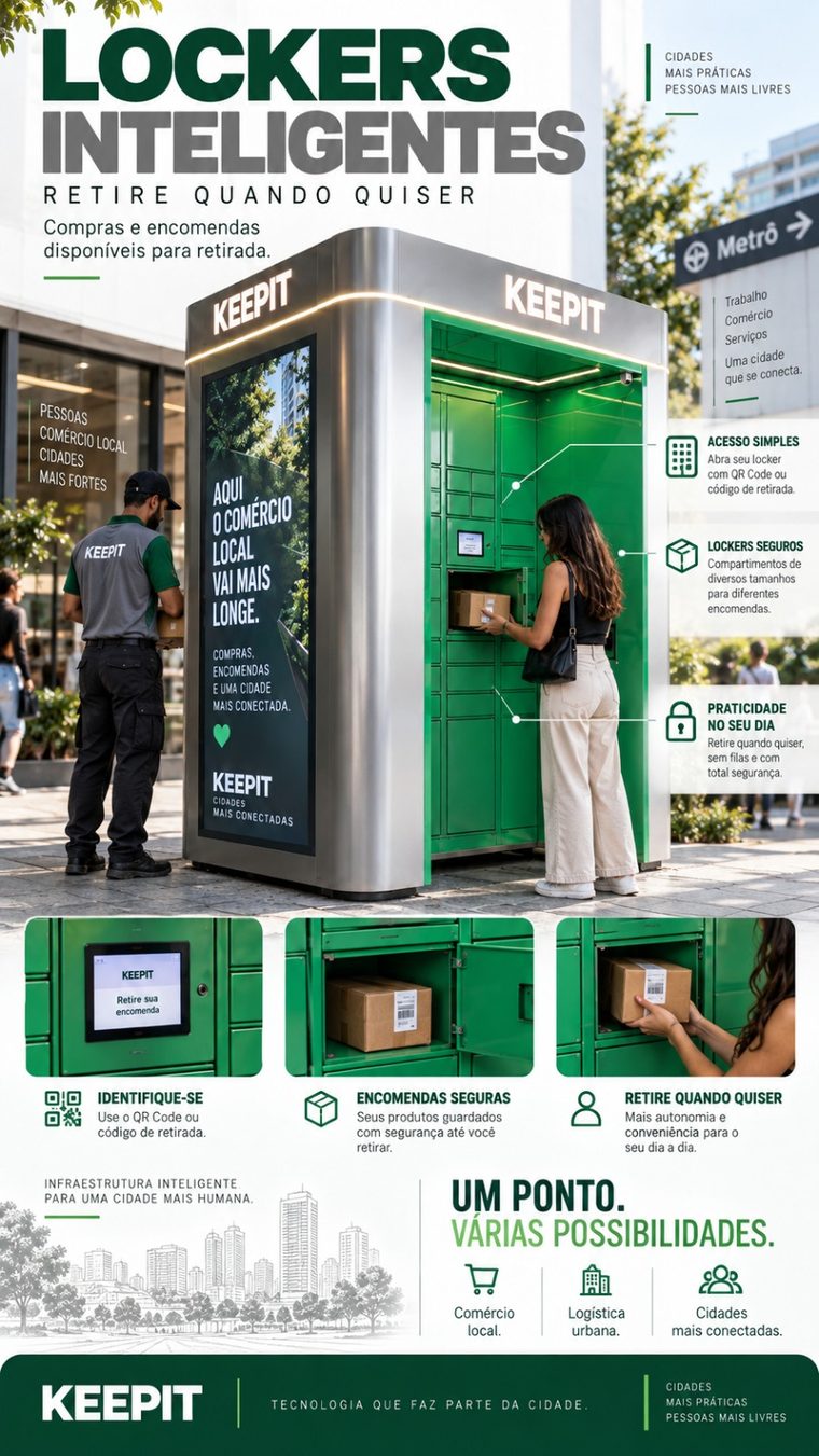 Lockers inteligentes KeepIt para retirada de encomendas