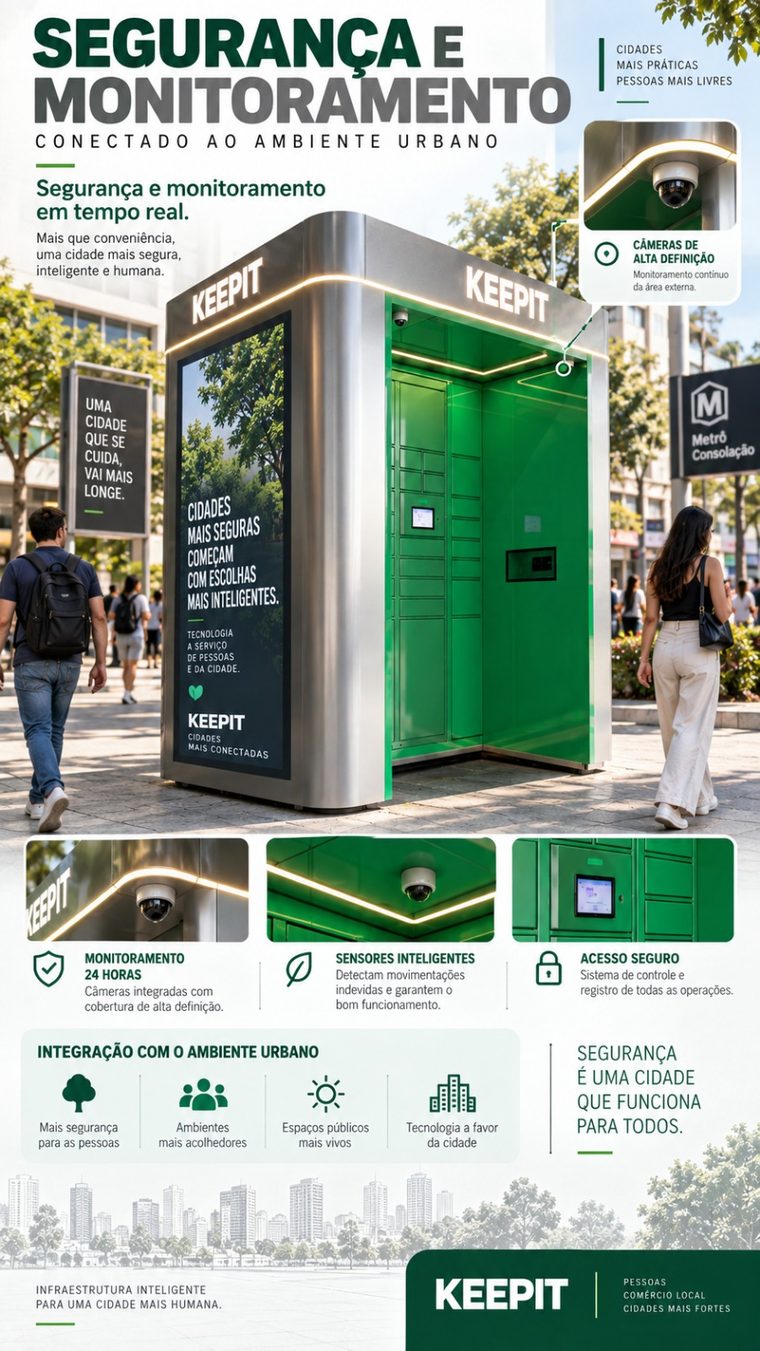 Segurança e monitoramento 24 horas nas cabines KeepIt
